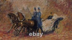 Paul FLAUBERT (1928-1994), Carriage Ride Oil/Wood Panel, Framed Painting