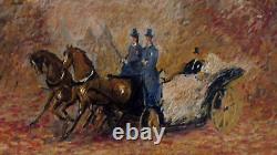 Paul Flaubert (1928-1994), Carriage Ride, Oil on Wood Panel, Painting