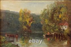 Paul Huet (1803-1869) Oil on canvas Underbrush with a pond