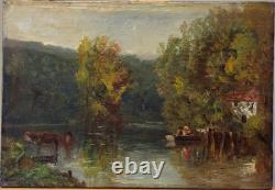 Paul Huet (1803-1869) Oil on canvas Underbrush with a pond