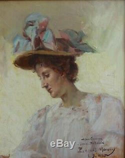 Paul Lecuit-monroy (1858-), Woman With Hat In 1900