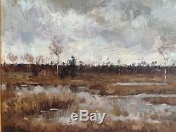 Paul Mathieu Ecole Belge 1900 Beautiful Table Hsp Landscape Painting Landscape