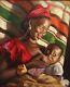 Paule Desnoyer Painting Portrait Maternity Woman Black Creole Antilles Painting