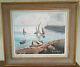Pierre Cario Oil On Canvas 46/38 Cm Boats In The Port Wooden Frame