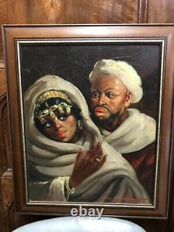Pierre JAILLET (1893-1957) Large portrait oil painting on wood Orientalism