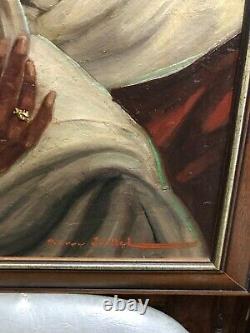 Pierre JAILLET (1893-1957) Large portrait oil painting on wood Orientalism