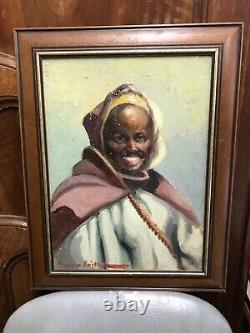Pierre JAILLET (1893-1957) portrait painting oil on wood Orientalism