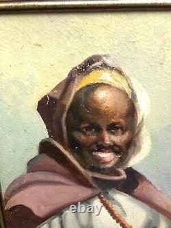 Pierre JAILLET (1893-1957) portrait painting oil on wood Orientalism