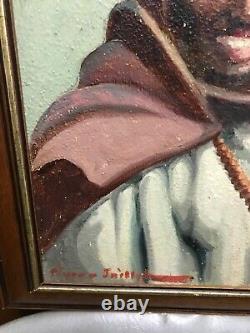Pierre JAILLET (1893-1957) portrait painting oil on wood Orientalism