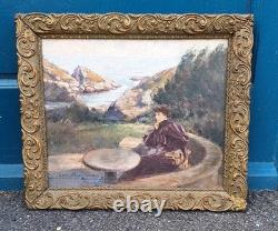 Pierre Louis Frame in Tribute to Sarah Bernhardt Belle Isle in Sea Oil on Wood