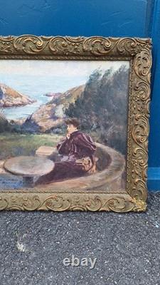 Pierre Louis Frame in Tribute to Sarah Bernhardt Belle Isle in Sea Oil on Wood