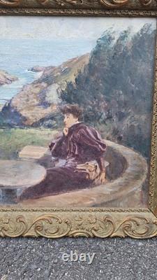 Pierre Louis Frame in Tribute to Sarah Bernhardt Belle Isle in Sea Oil on Wood
