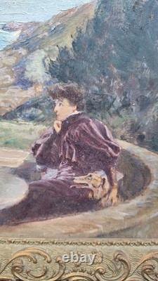 Pierre Louis Frame in Tribute to Sarah Bernhardt Belle Isle in Sea Oil on Wood