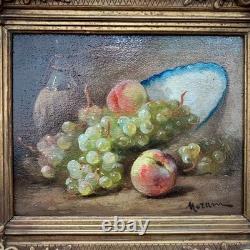 Pierre Morain Still Life with Fruit & Vase Oil on wood, framed 24 × 18.5 cm