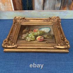 Pierre Morain Still Life with Fruit & Vase Oil on wood, framed 24 × 18.5 cm