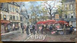 Pierre Saez Painting On Wood Place Du Tertre -église St Pierre De Montmartre