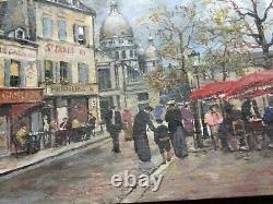Pierre Saez Painting On Wood Place Du Tertre -église St Pierre De Montmartre