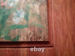 Poppy Flowers Table Years 40 50 Signed Oil On Wooden Panel Beautiful Condition