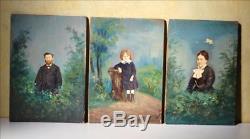 Portrait Miniature Child L Dugardin Family Nineteenth Oil On Wood & Picture
