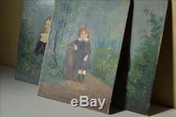 Portrait Miniature Child L Dugardin Family Nineteenth Oil On Wood & Picture