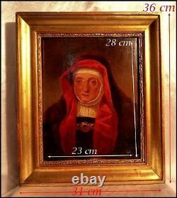 Portrait Of A Religious In Red Habit French School Painting On Wood 1847