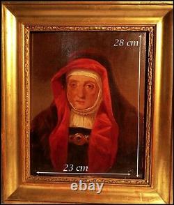 Portrait Of A Religious In Red Habit French School Painting On Wood 1847