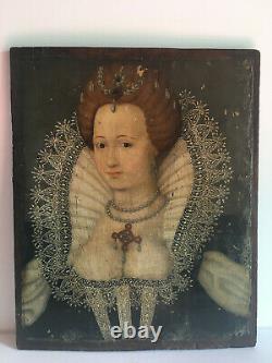 Portrait Of Elisabeth I, Queen Of England, Oil On Panel, 17th, 18th, 19th