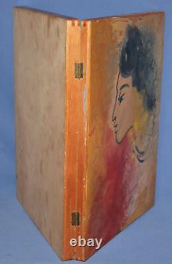 Portrait Of Woman Modernist Vintage Oil Painting On Box Wood