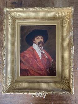 Portrait Oil Painting on Wood Panel, 19th Century