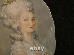 Portrait & Painting & Miniature & Ancient & Elegant & In The Spirit Of The XVIII E