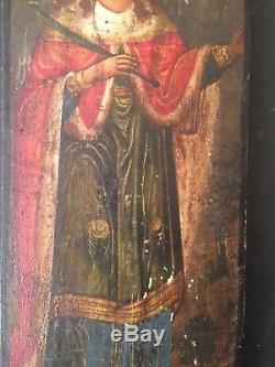 Portrait St. Catherine Of Alexandria Tempera On Wood Time To Determine