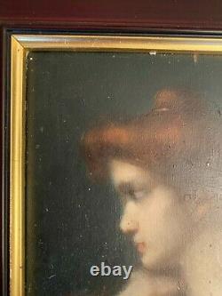 Portrait Style Jean-jacques Henner Oil On Wood Panel 19th (unsigned)