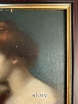 Portrait Style Jean-jacques Henner Oil On Wood Panel 19th (unsigned)