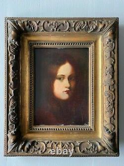 Portrait Style Jean-jacques Henner Oil On Wooden Panel 19th