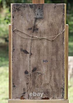 Portrait of Saint Agnes of Rome, Ancient Oil on Wood Painting circa 1700-1800