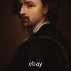 Portrait of Van Dyck oil painting on canvas with gold wooden frame 19th century