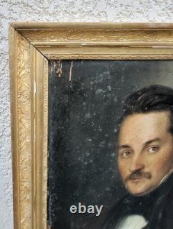 Portrait of a Man. Oil Painting on Wood Panel 19th Century