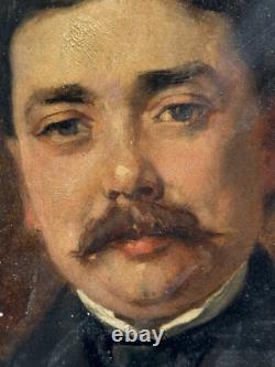 Portrait of a Man from the End of the 19th Century Oil on Wood Painting