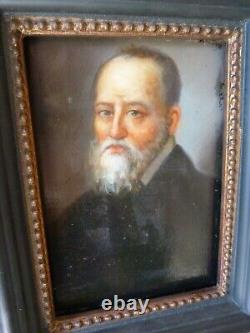 Portrait of an Old Man, Oil Painting on Wood, 19th Century, Beautiful Frame