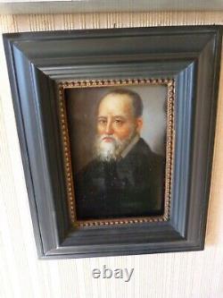 Portrait of an Old Man, Oil Painting on Wood, 19th Century, Beautiful Frame