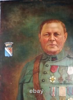 Portrait of an aristocrat, a Count, oil on wood, coat of arms, good condition