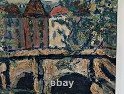 Preben Rasmussen Bridge In Paris Oil On Wood Signed With Frame