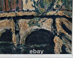 Preben Rasmussen Bridge In Paris Oil On Wood Signed With Frame