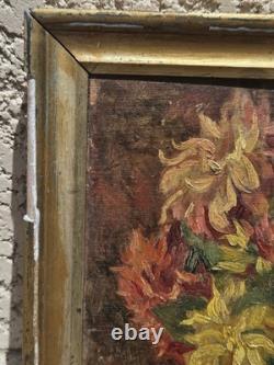RAOUL DAVID Bouquet of Flowers. Oil painting on wood panel