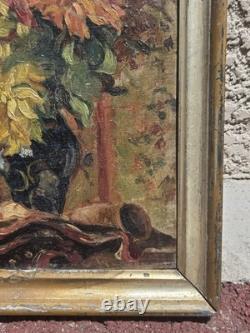 RAOUL DAVID Bouquet of Flowers. Oil painting on wood panel