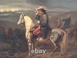 RIOL After Beauce Cavalry Officers Oil Painting on Wood Panel