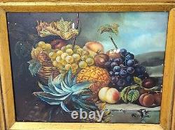 R. MARIO. Still Life with Fruits. Oil painting on wood panel