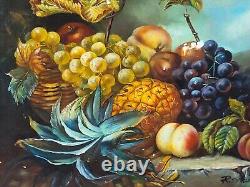R. MARIO. Still Life with Fruits. Oil painting on wood panel