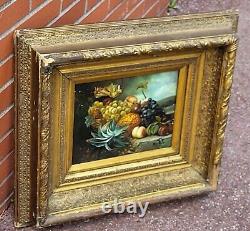 R. MARIO. Still Life with Fruits. Oil painting on wood panel