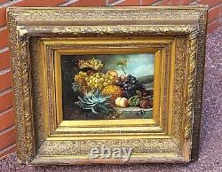 R. MARIO. Still Life with Fruits. Oil painting on wood panel